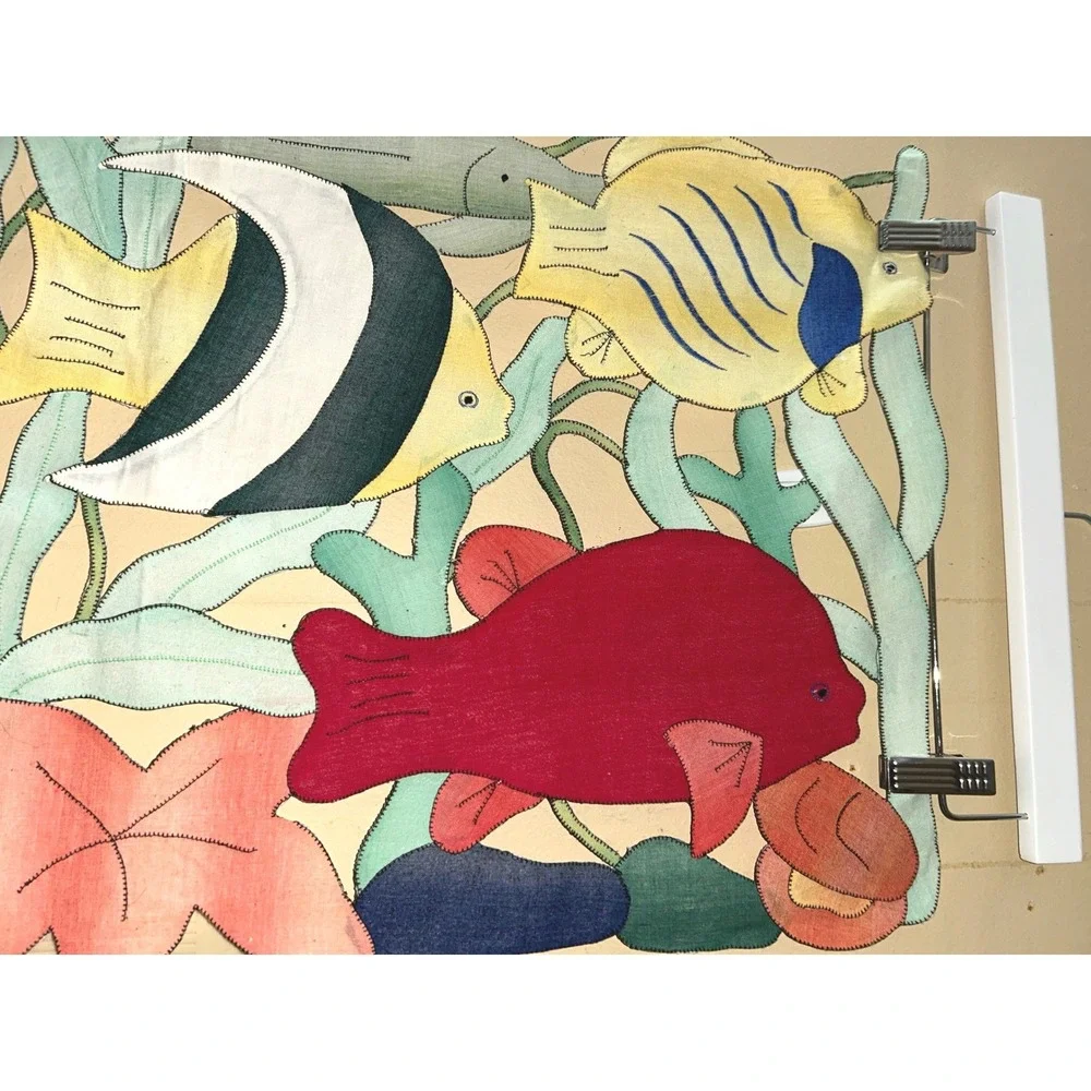 Handmade Tropical Fish Mola Style Textile Wall Hanging/ Table‎ Runner 53x15.5